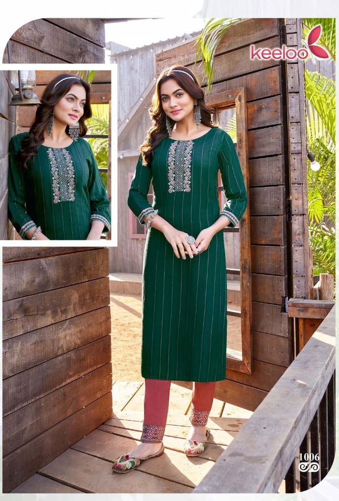 Gulab Vol 1 By Keeloo Dobby Rayon With Hand Work Straight Kurti With Bottom Wholesale Shop In Surat